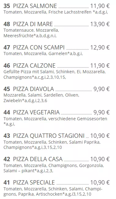 BELLA ITALIA STEINOFEN-PIZZA PREISE
