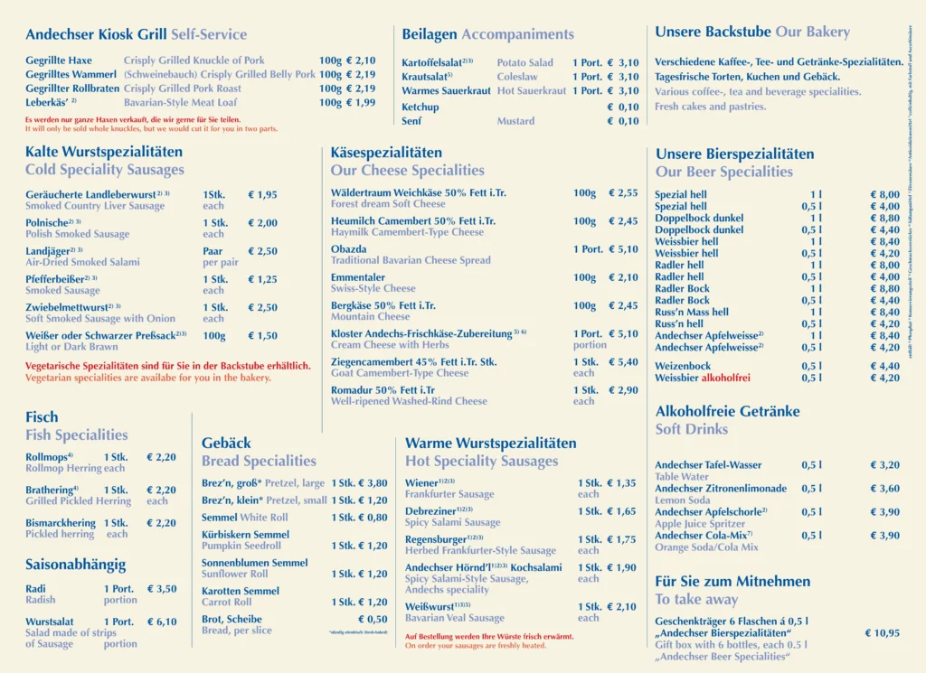 KLOSTER ANDECHS KALTE WURSTSPEZIALITÄTEN PREISE