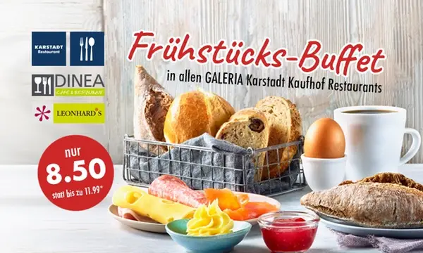 Preise für Kaffee & Kuchen bei Galeria Kaufhof