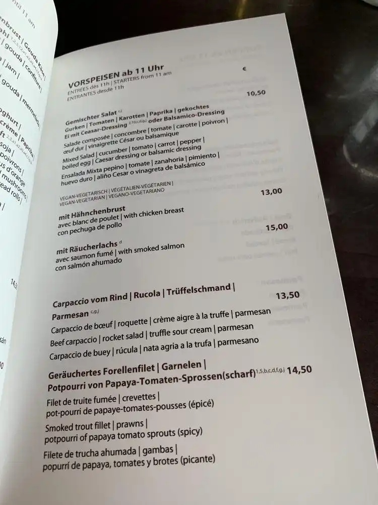 RESTAURANT SPHERE IM FERNSEHTURM VORSPEISEN KARTE PREISE