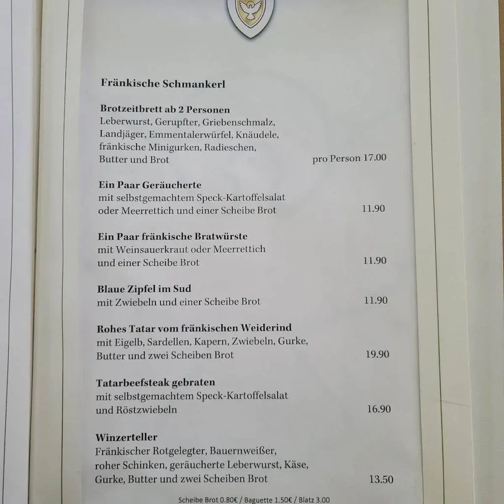 bürgerspital würzburg speisekarte Preise 