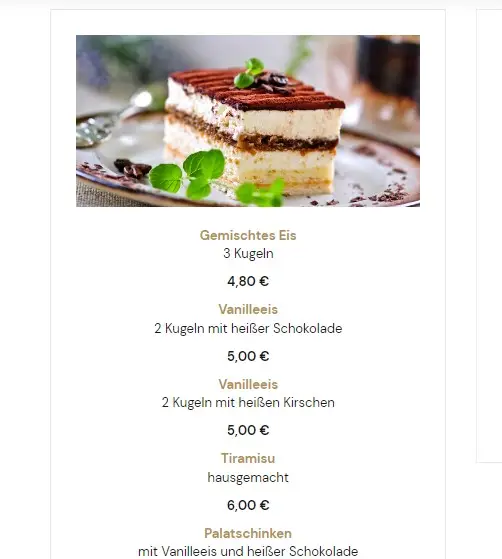 kolpinghaus Desserts preise