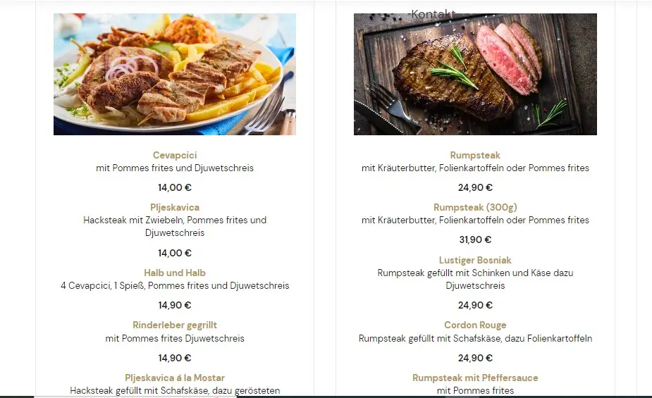 kolpinghaus Grillgerichte preise