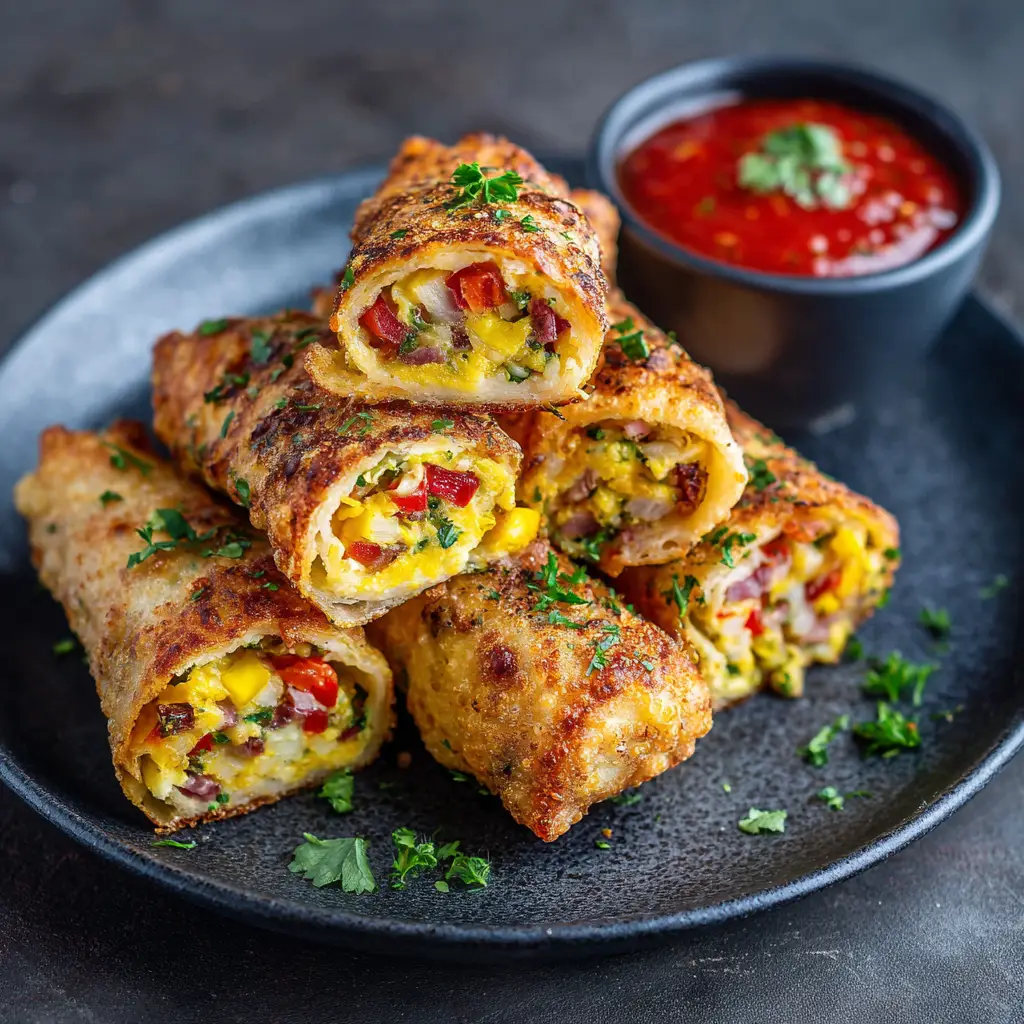 Air Fryer Frühstücks Roll Ups mit rezepte