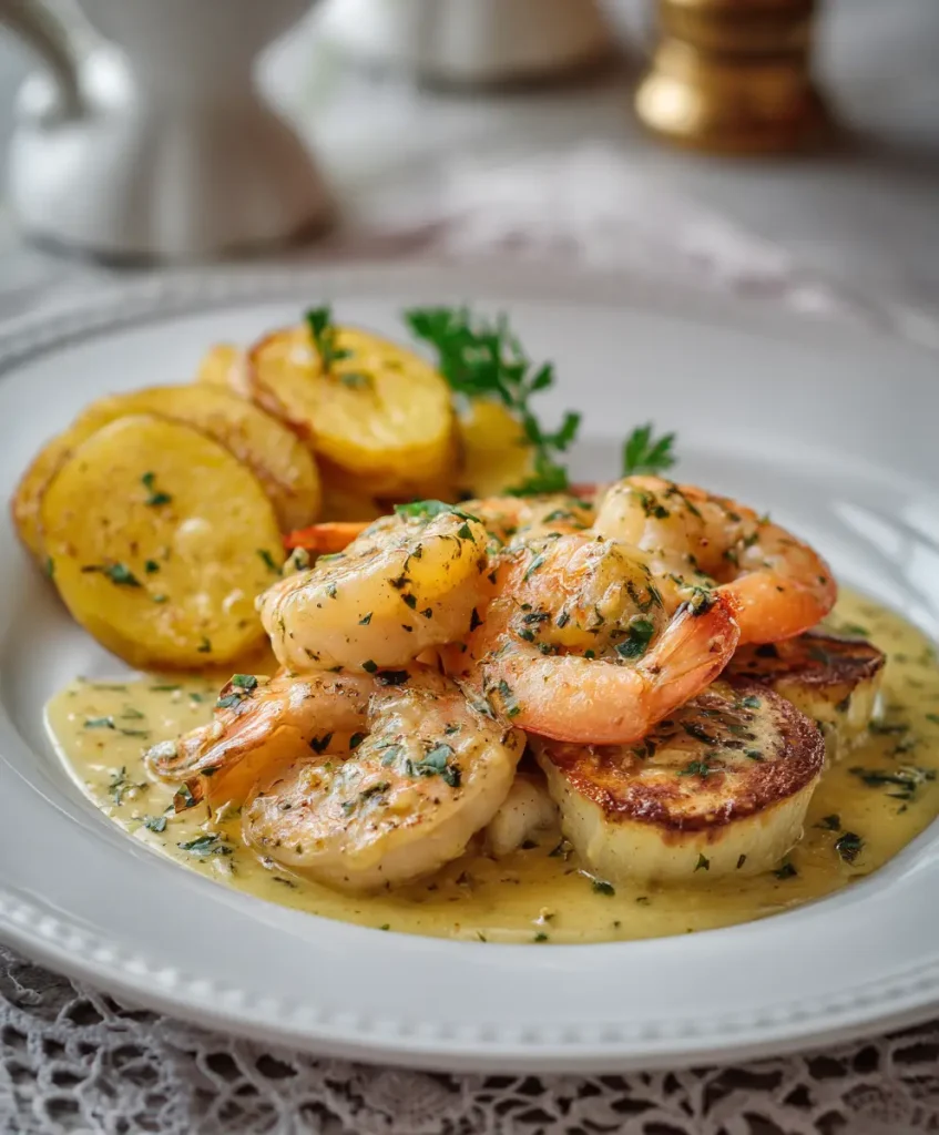 Filete con Camarones y Papas con Mantequilla de Ajo: Una Receta con Sabor y Elegancia