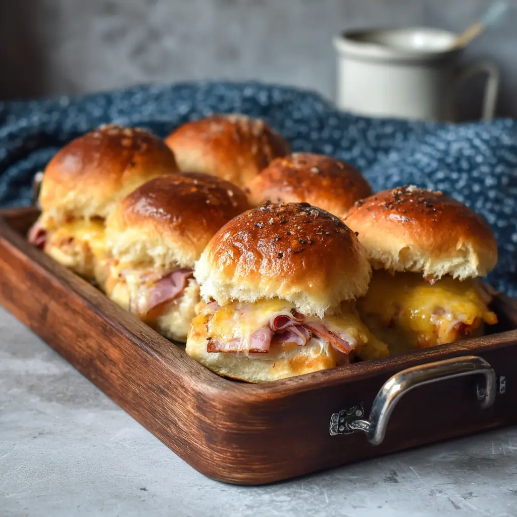 Ham and Cheese Sliders – Warme Schinken-Käse-Brötchen aus dem Ofen
