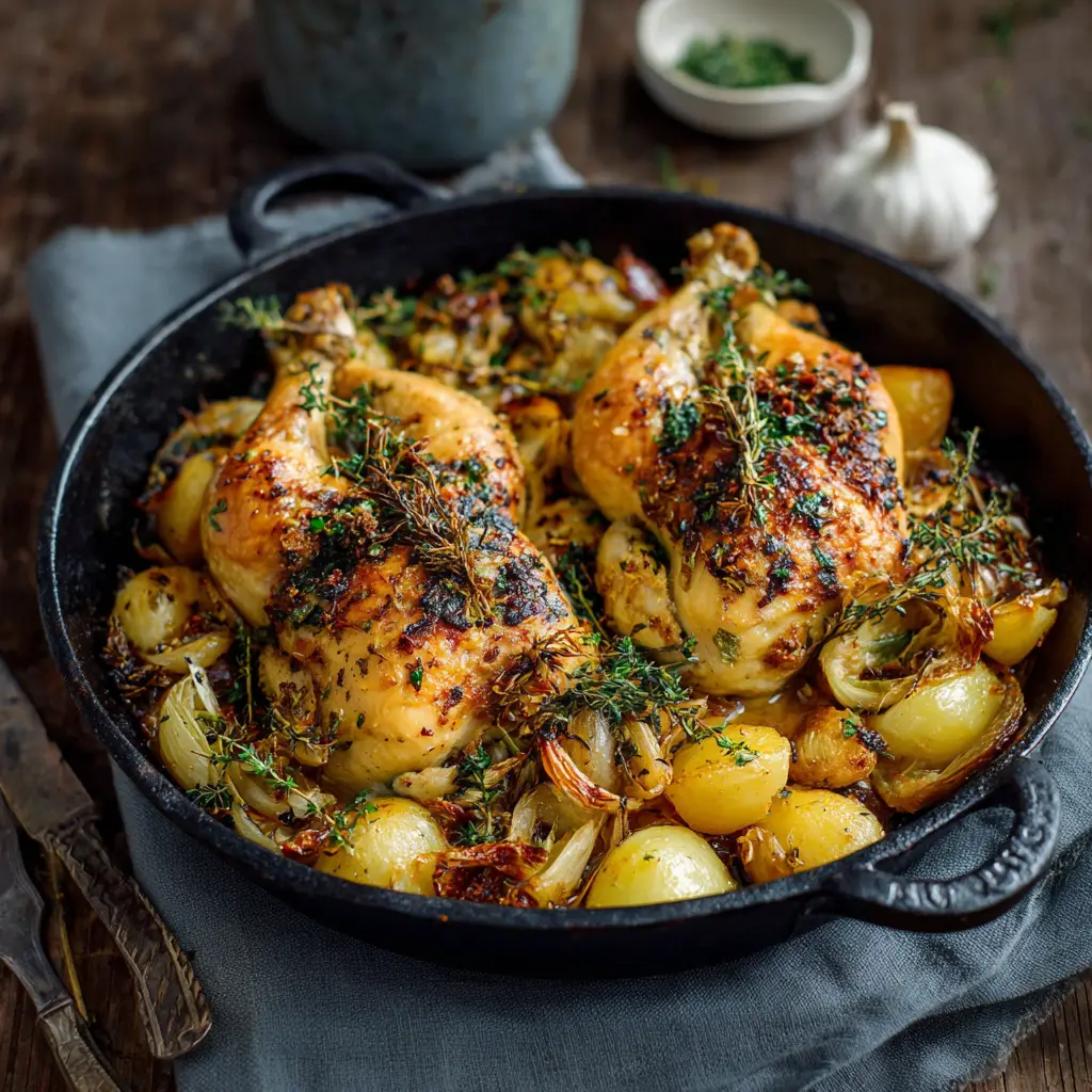 Knuspriges Kräuter-Knoblauch-Hähnchen aus dem Ofen mit rezepte