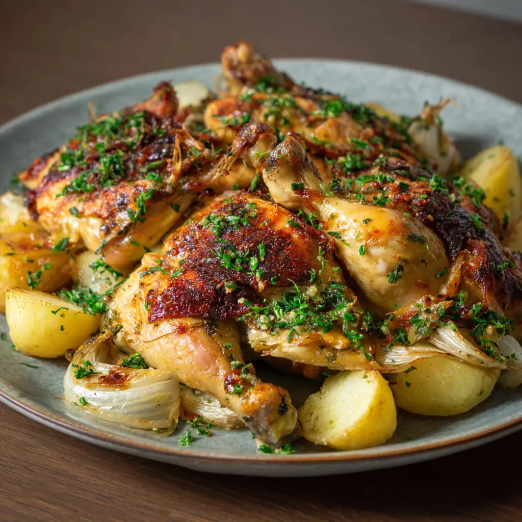 Knuspriges Kräuter-Knoblauch-Hähnchen aus dem Ofen