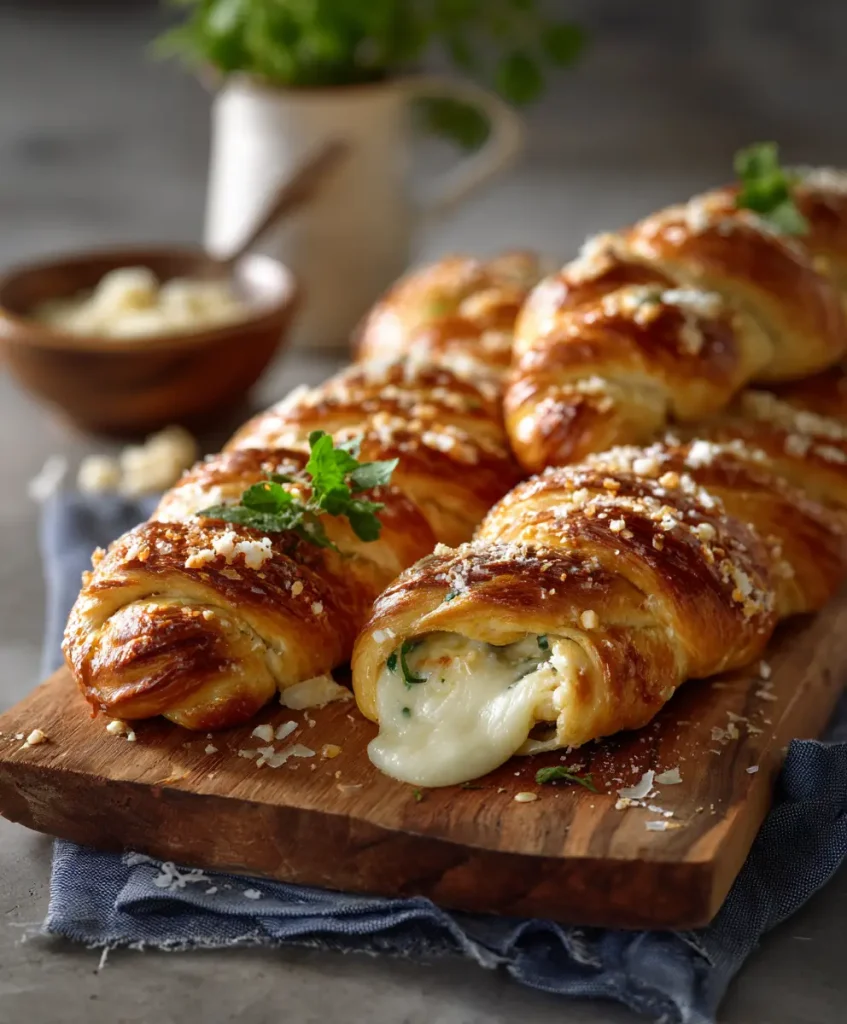 Pretzels Suaves Rellenos de Mozzarella, Romero y Parmesano