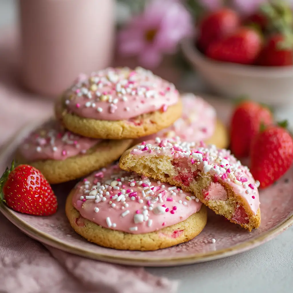 Strawberry Cake Mix Cookies – Erdbeer-Kekse aus Kuchenteig