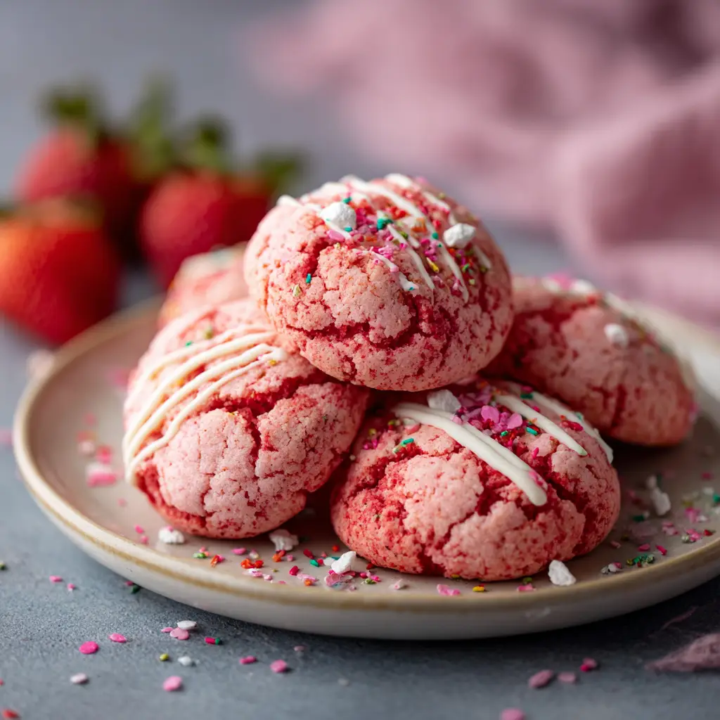 Strawberry Cake Mix Cookies – Erdbeer-Kekse aus Kuchenteig