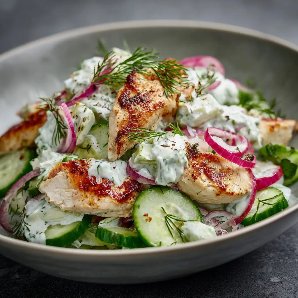 Tzatziki Hähnchen Salat Frisch, leicht & mediterran