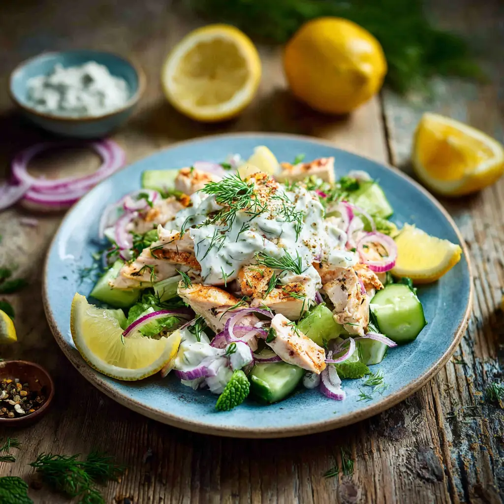 Tzatziki Hähnchen Salat Frisch, leicht & mediterran mit rezepte