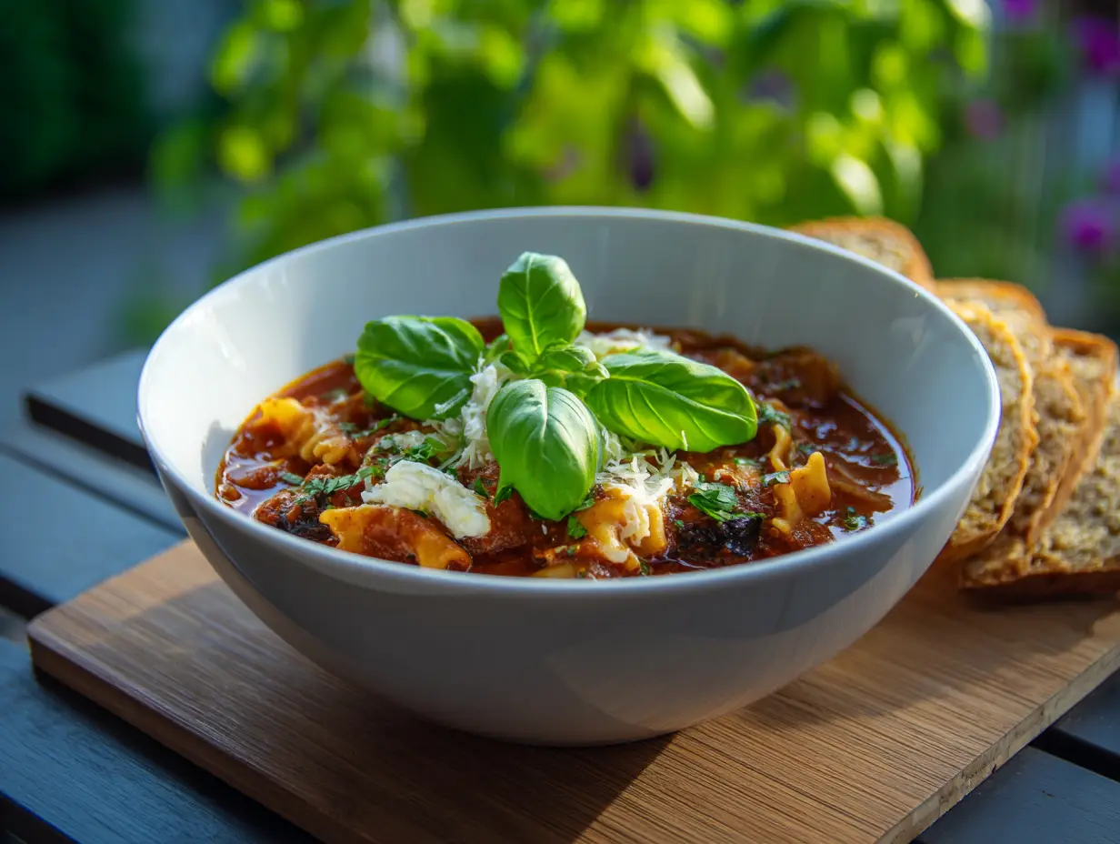 Vegane Slow Cooker Lasagne-Suppe – Herzhaft, gesund & einfach