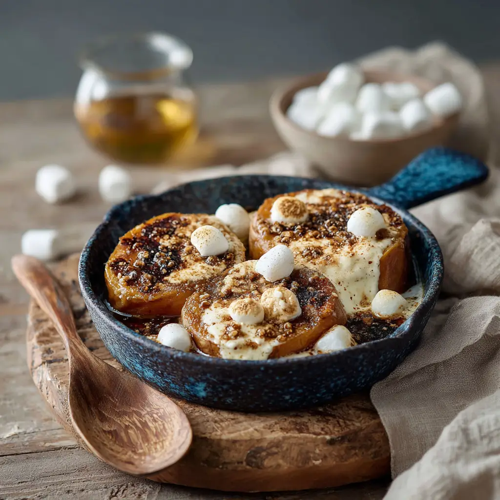 Zweifach gebackene Süßkartoffeln mit Zimt, Butter Marshmallows rezepte