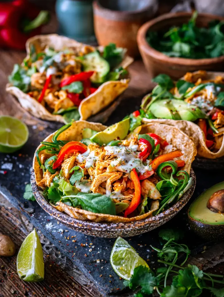 Gesunde Hähnchen Fajita Schalen