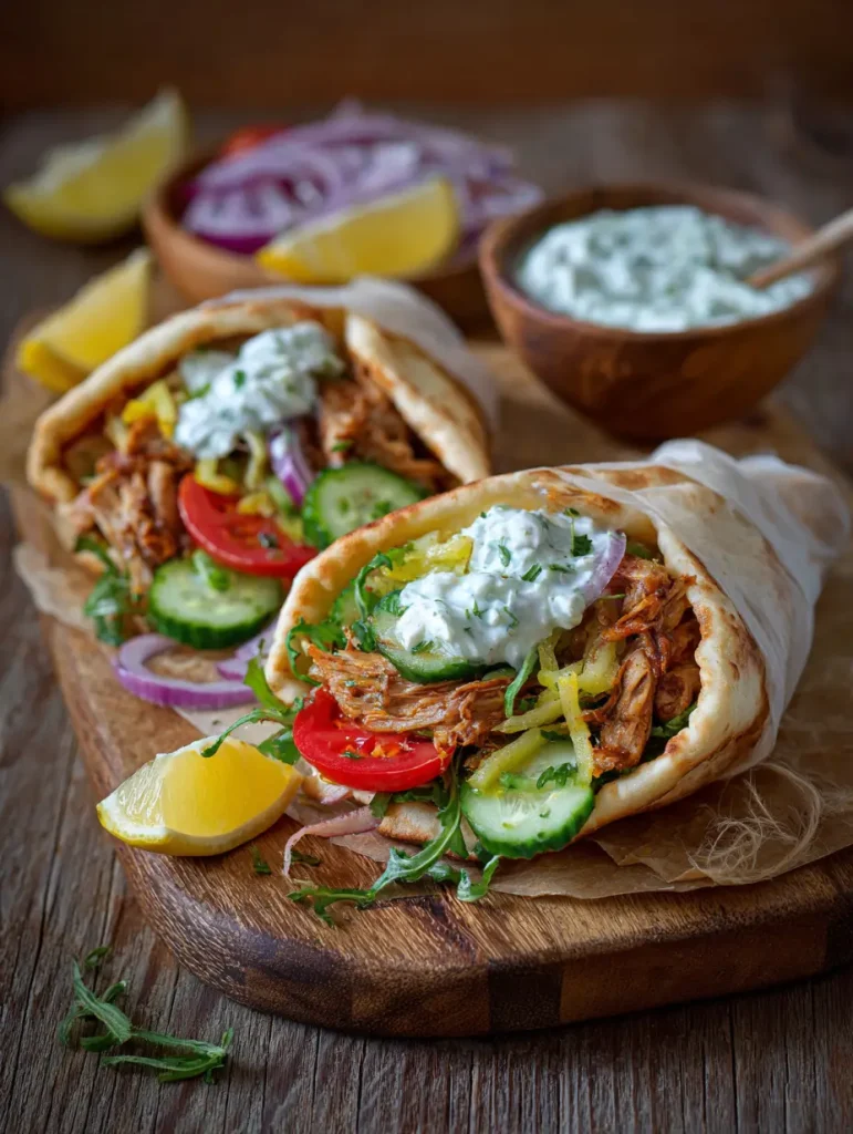 Griechisches Hähnchen Gyros mit Tzatziki