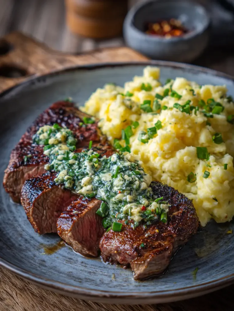 Keto Schweinefilet mit Knoblauch Kräuterbutter