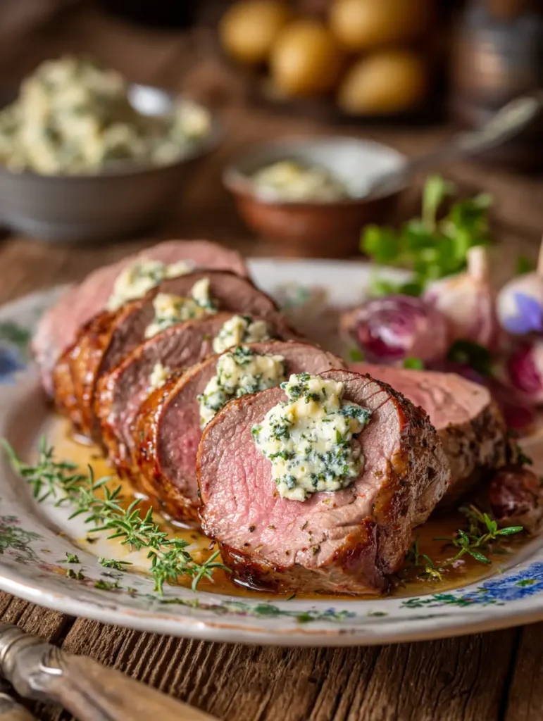 Keto Schweinefilet mit Knoblauch Kräuterbutter