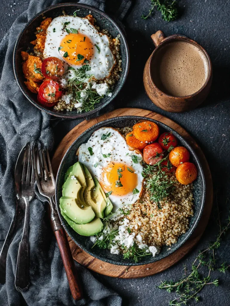 Rezept für Frühstücksschüssel mit Quinoa und Avocado