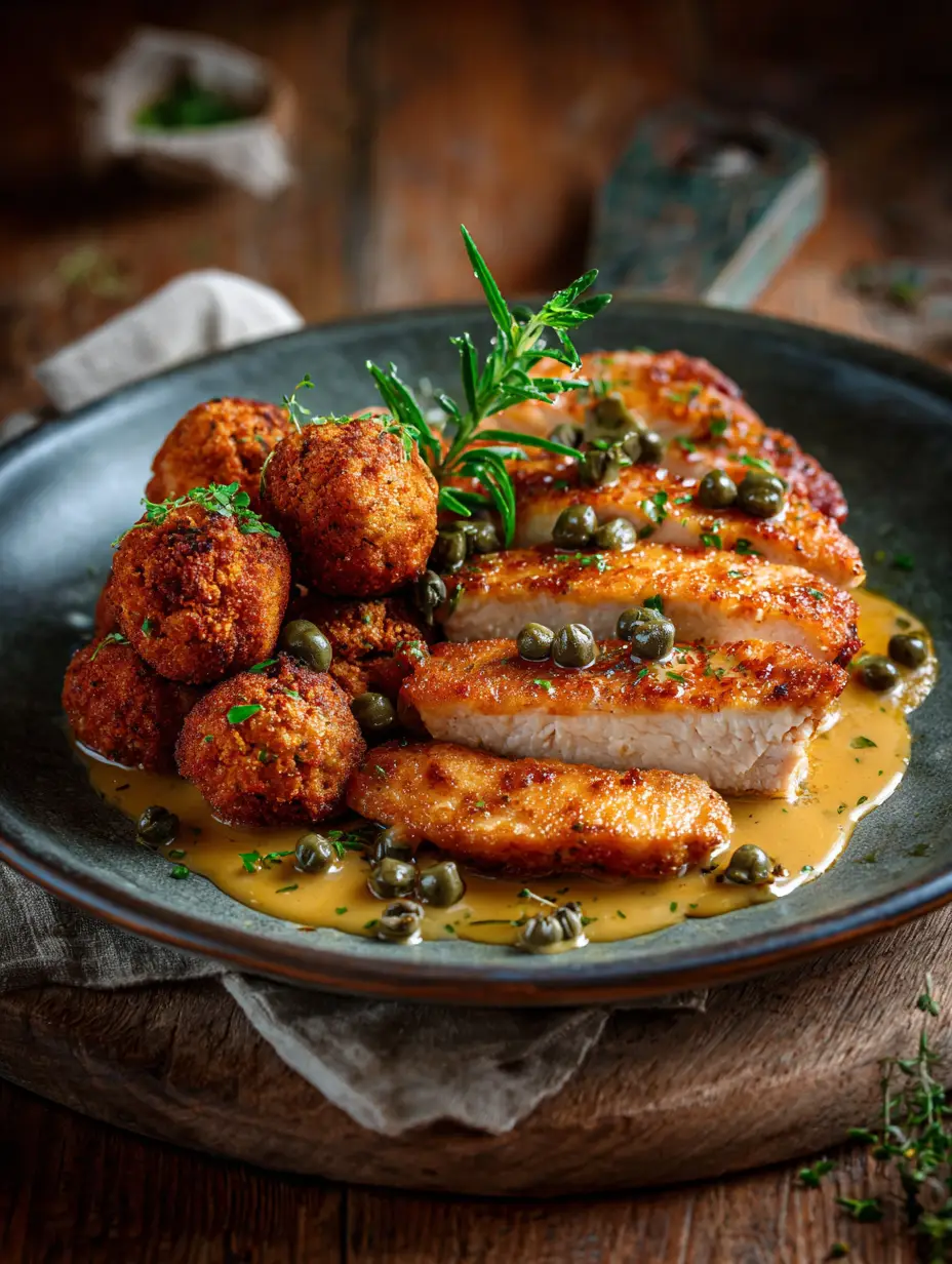 Rustikale Hähnchen Piccata Fleischbällchen: Eine perfekte Mischung aus Aromen und Komfort