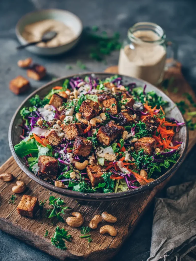 Veganer Protein Salat mit Tempeh