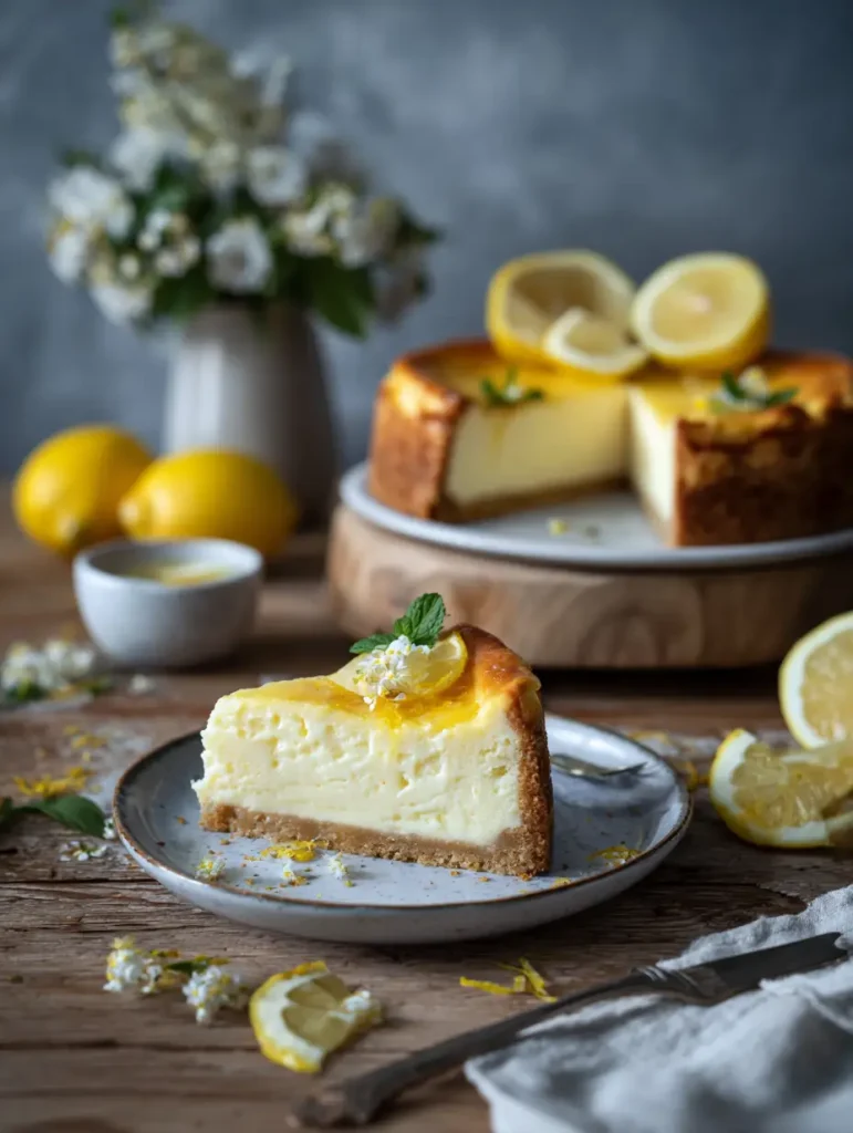 Zitronenquark Käsekuchen mit Zitronenkeksboden