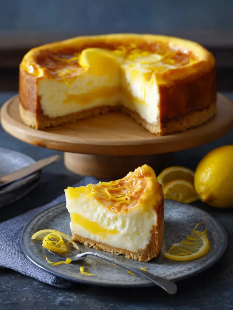 Zitronenquark Käsekuchen mit Zitronenkeksboden