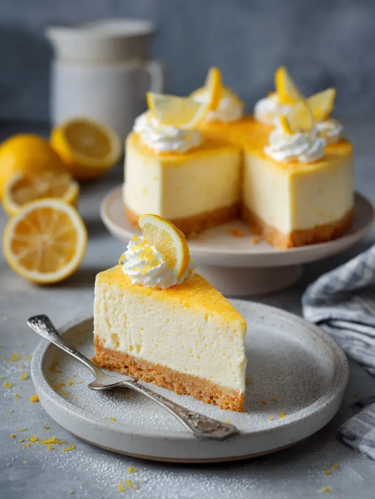 Zitronenquark Käsekuchen mit Zitronenkeksboden