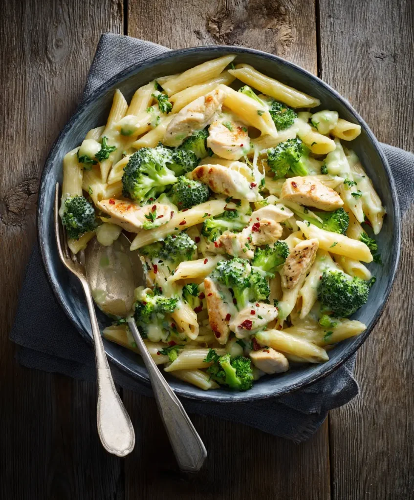 Cremige Brokkoli Hähnchen Penne