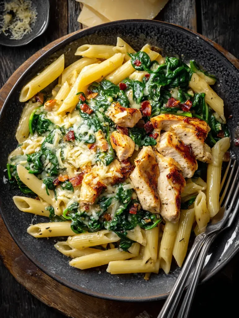 Frischkäse Spinat Hähnchen Pasta