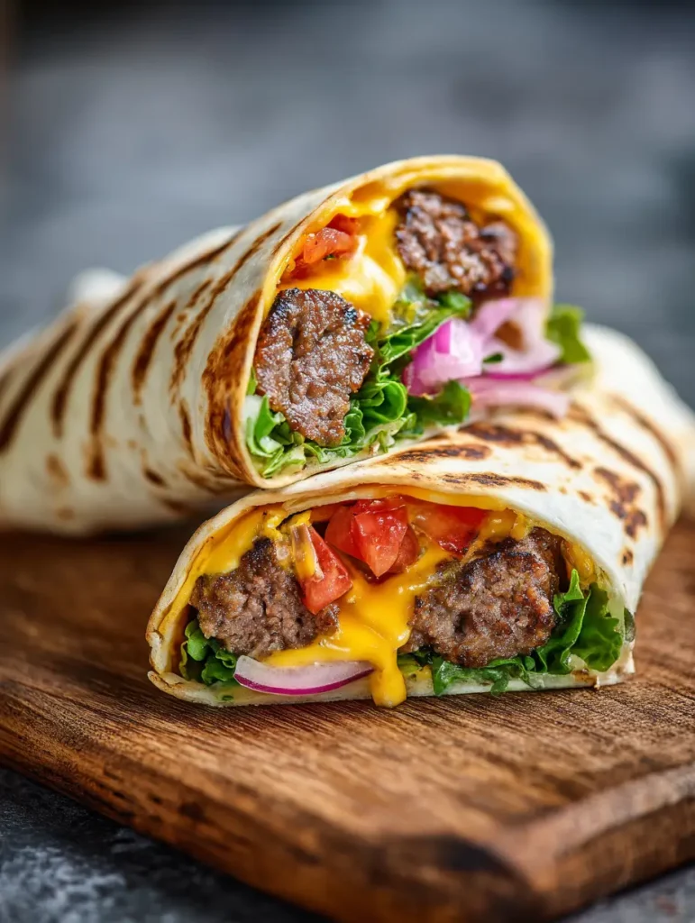 Gegrillte Cheeseburger Wraps