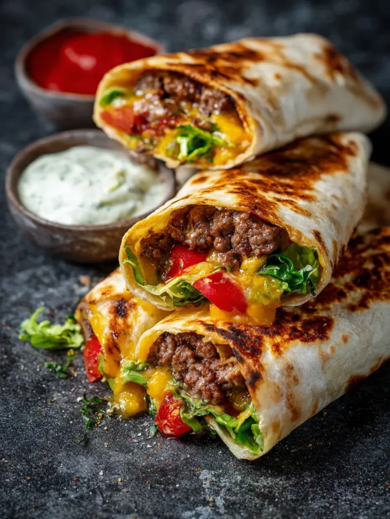 Gegrillte Cheeseburger Wraps