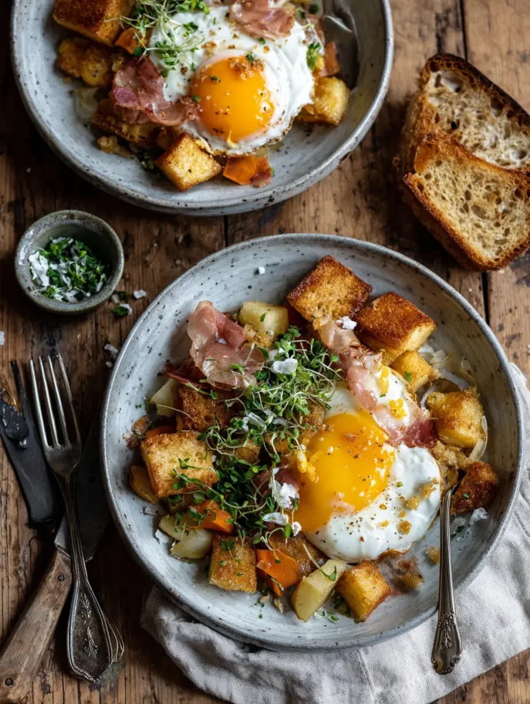 Goldene und knusprige Frühstücksschüssel