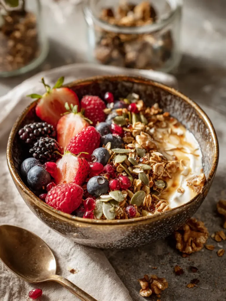 Goldene und knusprige Frühstücksschüssel