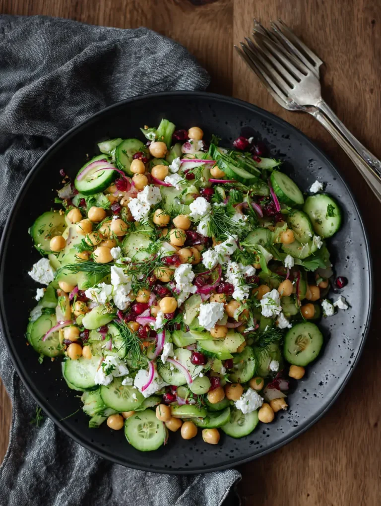Gurkensalat mit Kichererbsen und Hirtenkäse – Frisch, leicht & voller Geschmack
