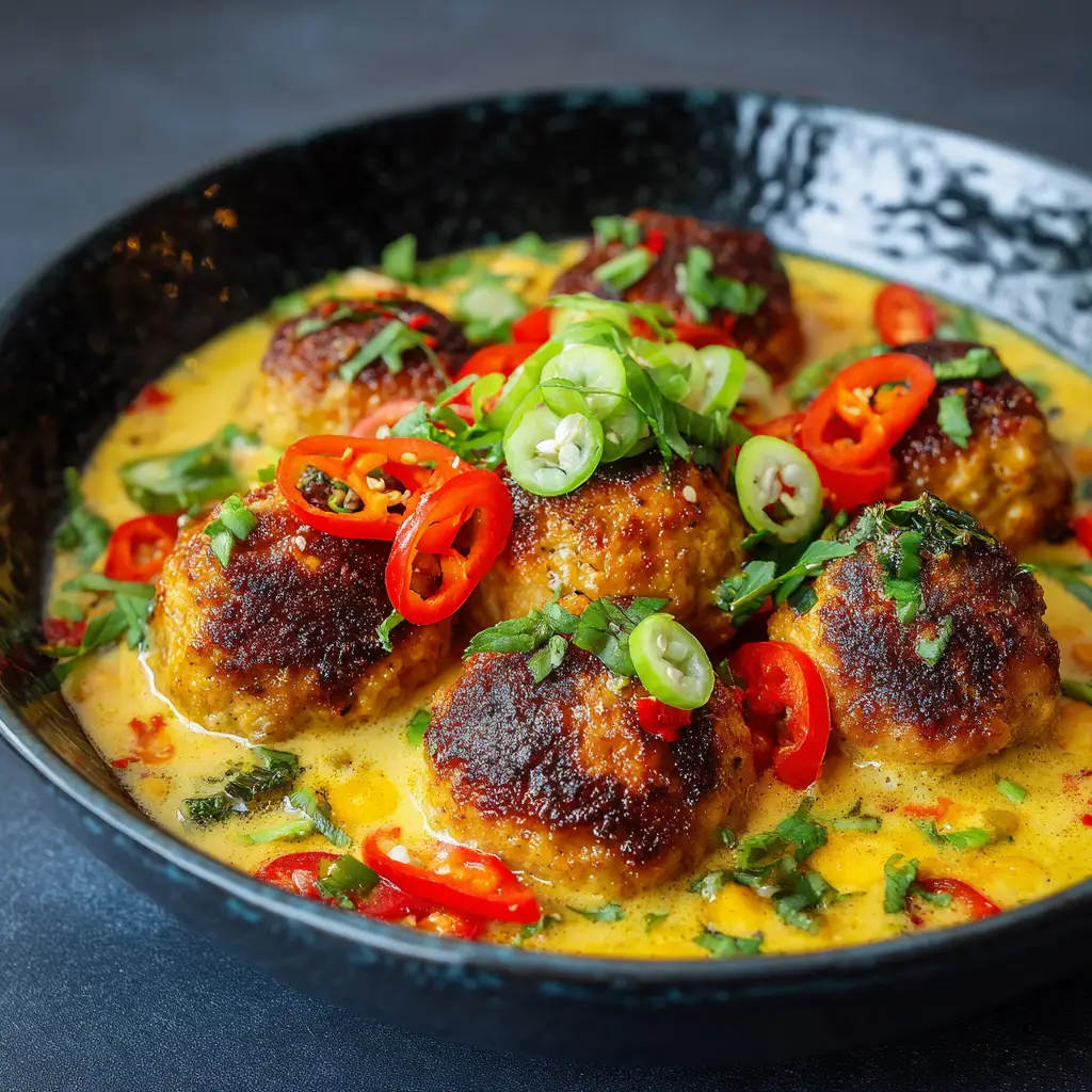 Jalapeño Kokos Curry Hähnchenbällchen