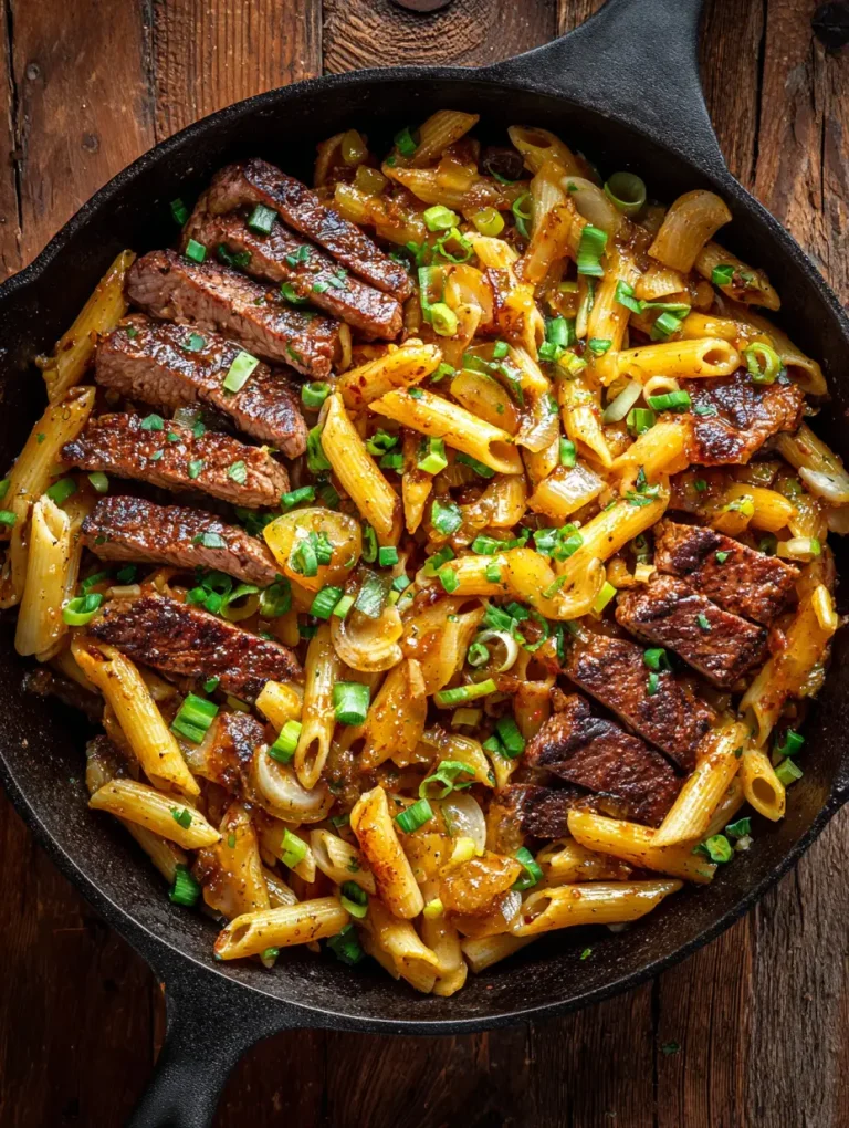 Kräftiger Honig-BBQ-Steak-Penne aus einer Pfanne – Deftig, süß & unglaublich lecker