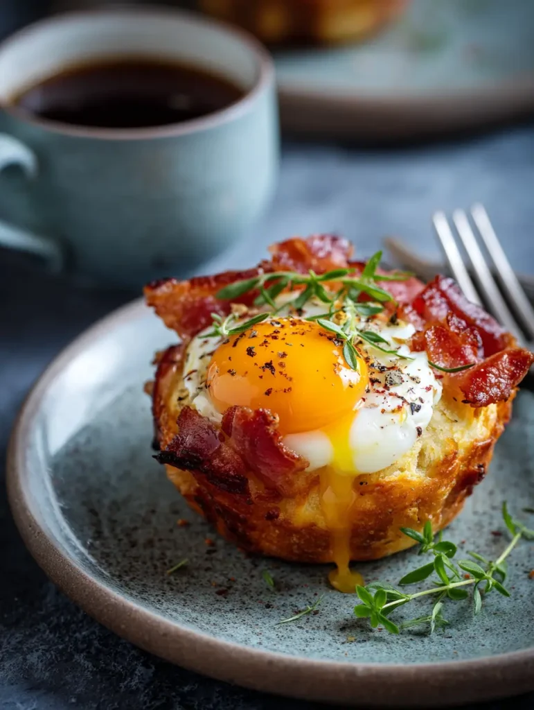 SCHRITT 2 Frühstücksmuffin mit Ei und Speck