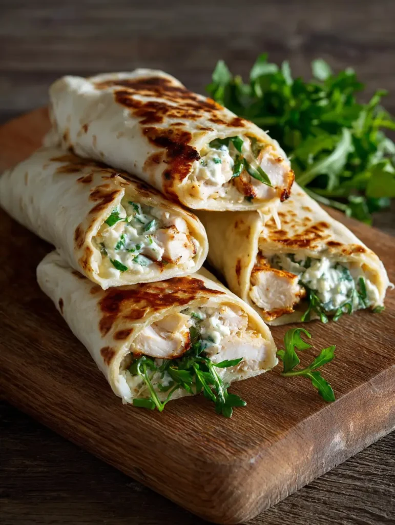Wraps de pollo con ajo y queso