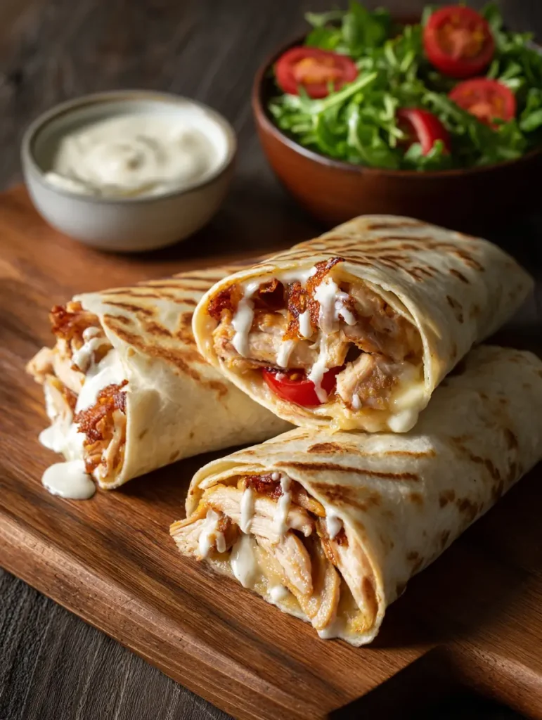 Wraps de pollo con ajo y queso