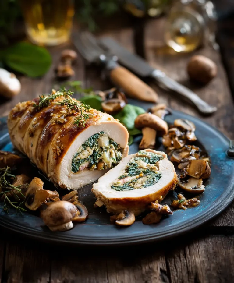 Gefüllte Hähnchenbrust mit Pilzen und Spinat: Ein Festmahl für den Gaumen