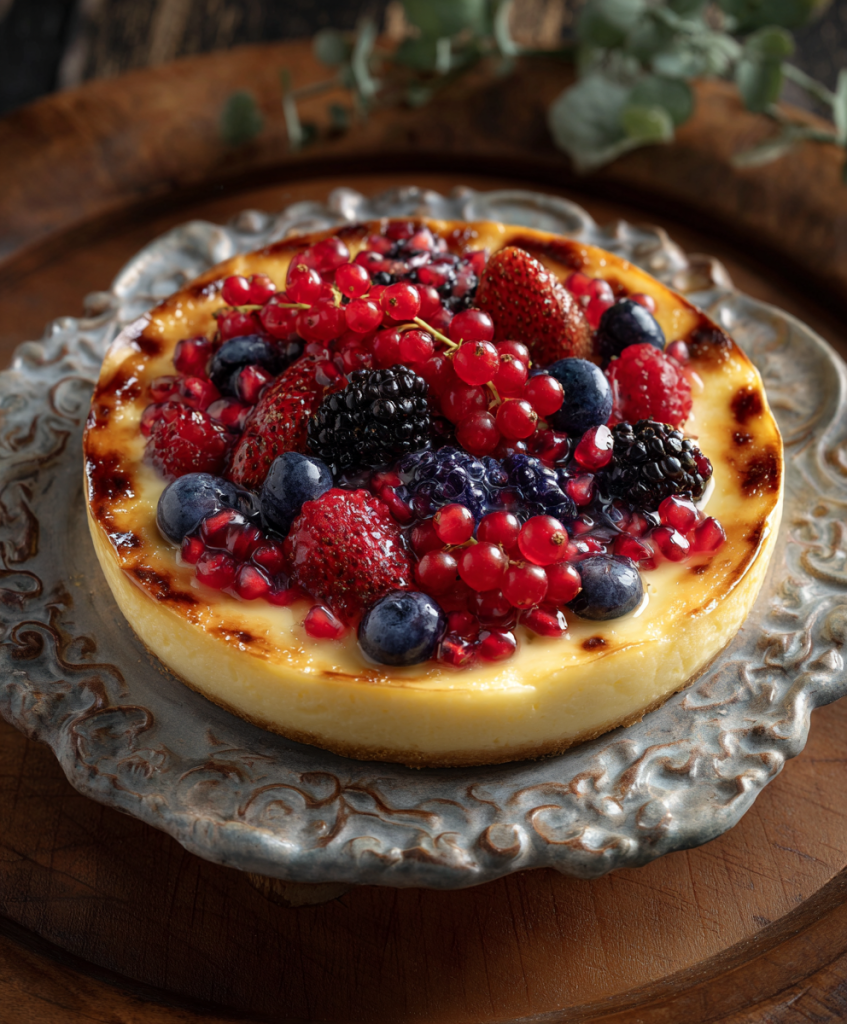 Tarta de queso con fruta del dragón